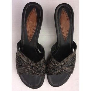 Cole Haan Resort Black Leather Kitten Heel Sandals Size 8.5 AA